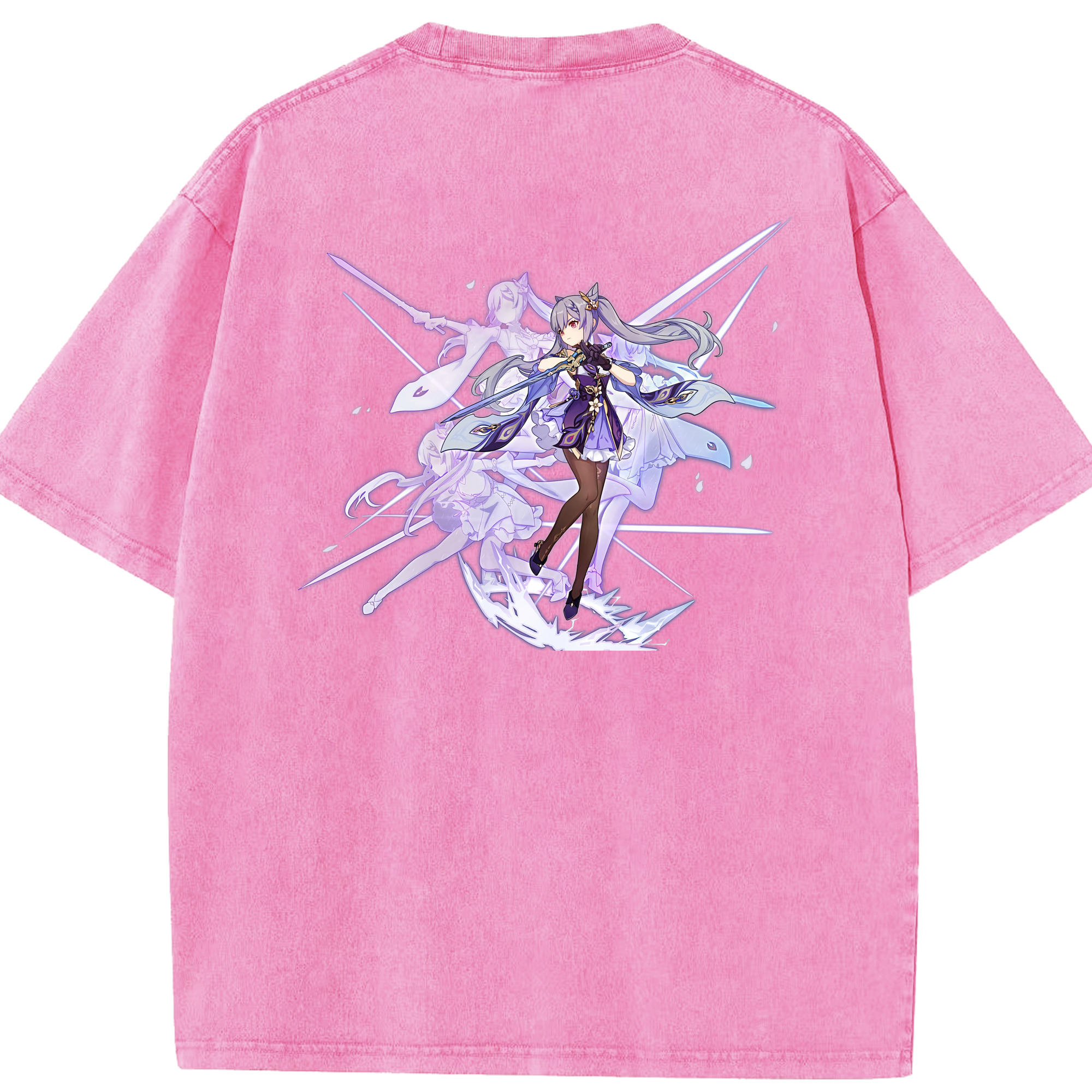げんし神 刻晴 こくせい genshin Kokusei 綿100% ヴィンテージ風 半袖Tシャツ（背面プリント）